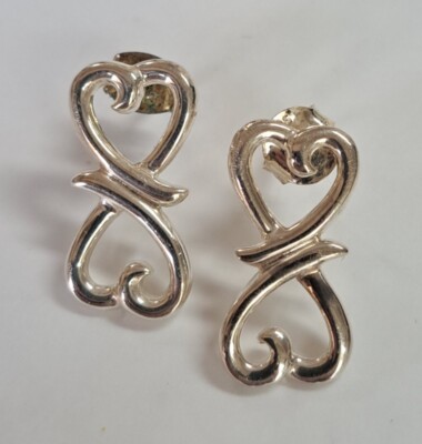 Estate Jewelry Fancy Design Earrings .925 Sterling Silver 7/8"
