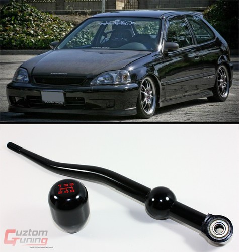 JDM BLK DUAL BEND SHORT THROW QUICK SHIFTER+ WEIGHTED 5 SPEED SHIFT KNOB COMBO