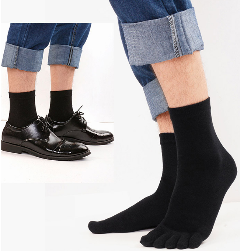 Anti Athlete's foot and Eczema 2Pairs Men Toe socks Premium Cotton