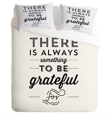 Black Letter Printing Duvet Cover and Pillow Case Bedding Set White 3piece