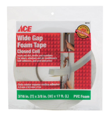 Wide Gap Closed Sale Foam Weatherstrip 3/16 (T) x 3/8 (W) 17 ft Long White