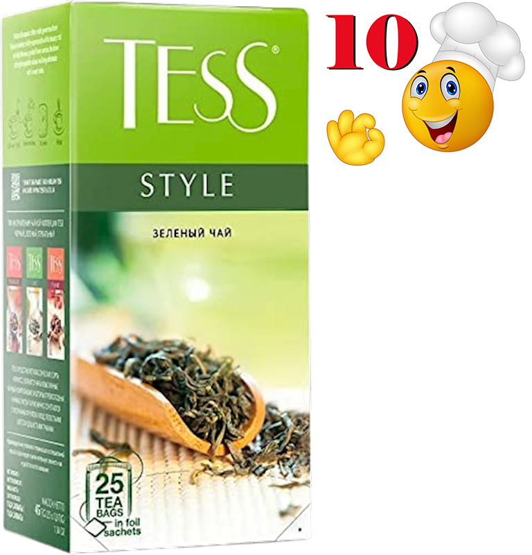 Tess Green Tea STYLE 10 Boxes X 25 Tea Bags Made in Russia NO-GMO