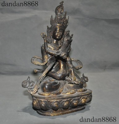Tibet bronze Gilt Buddhism lotus Vajrabhairava Phurpa ...
