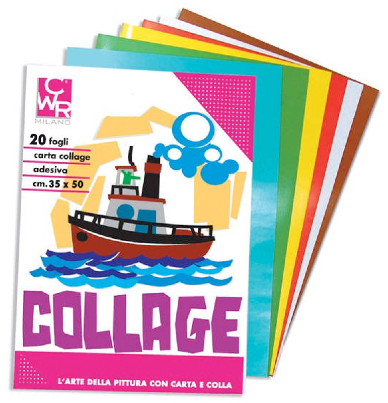 Album Carta Collage Adesiva Autoadesiva 20 Fogli 35x50