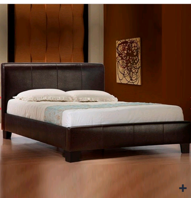 King size brown faux leather bed in Portstewart, County