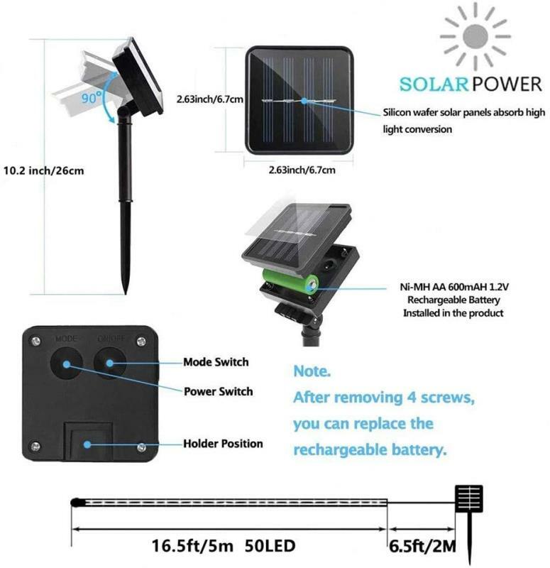 Super Bright Solar Rope Fairy Lights 100 LED Strip Outdoor Garden Landscape Lamp