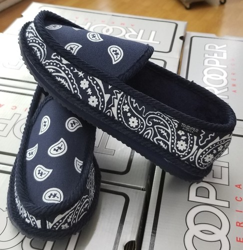BANDANA HOUSE SHOES PAISLEY MEN'S NAVY / WHITE  NVWH