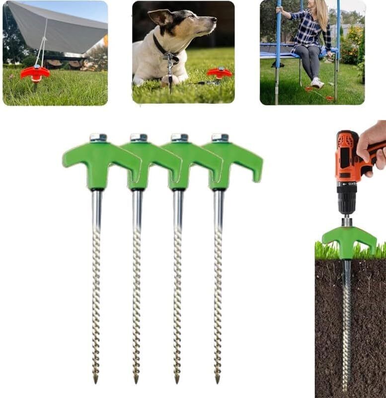 8" Screw in Tent Stakes，Ground Anchors Screw, Screw in Tent Stakes 4PCS