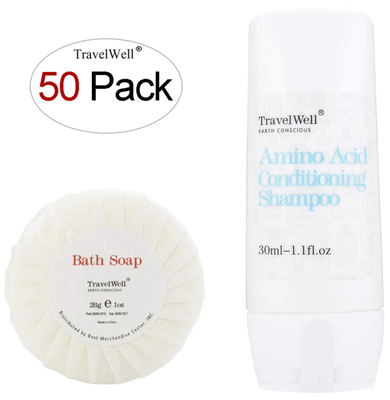 TRAVELWELL Hotel Shampoo and Soap Bulk Individually Wrapped 30ml Shampoo  Condi