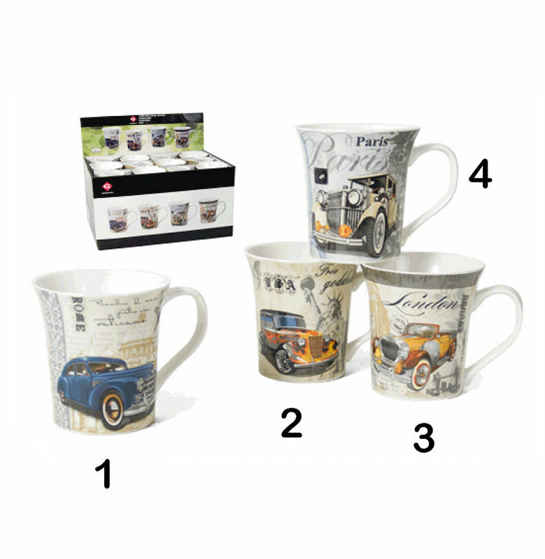 Set Servizio 12 Pezzi Tazze Mug Latte Cappuccino 350ml Ceramica Decorata Cit sus