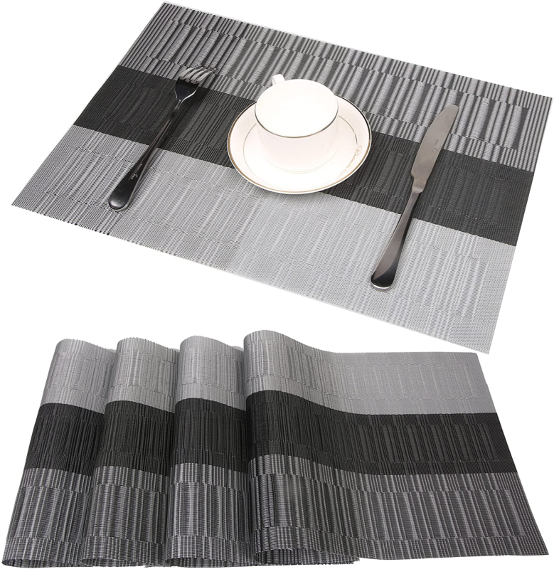 Bamboo Placemats 4 Pcs Non-slip Kitchen Dinning Table Washab