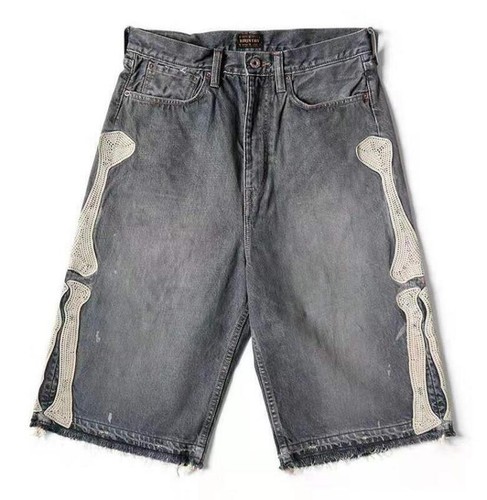 【SATIIIZ】Dihen pin tuck bermuda pants Jinda Men's Denim Shorts Distressed Casual Jean Shorts Mid