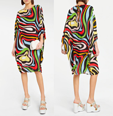 EMILIO PUCCI MARMO-PRINT DOLMAN SLEEVE KAFTAN DRESS ONE-SIZE-FITS-ALL ITALY MADE
