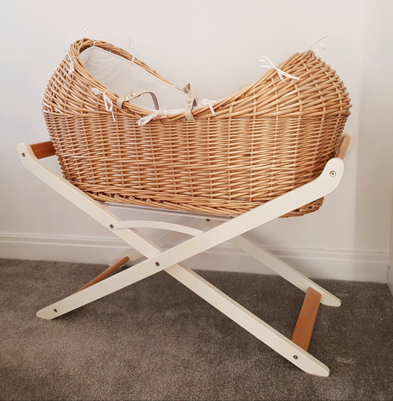 Wicker moses basket and stand, as new, cot, crib in Beverley, East Yorkshire Gumtree