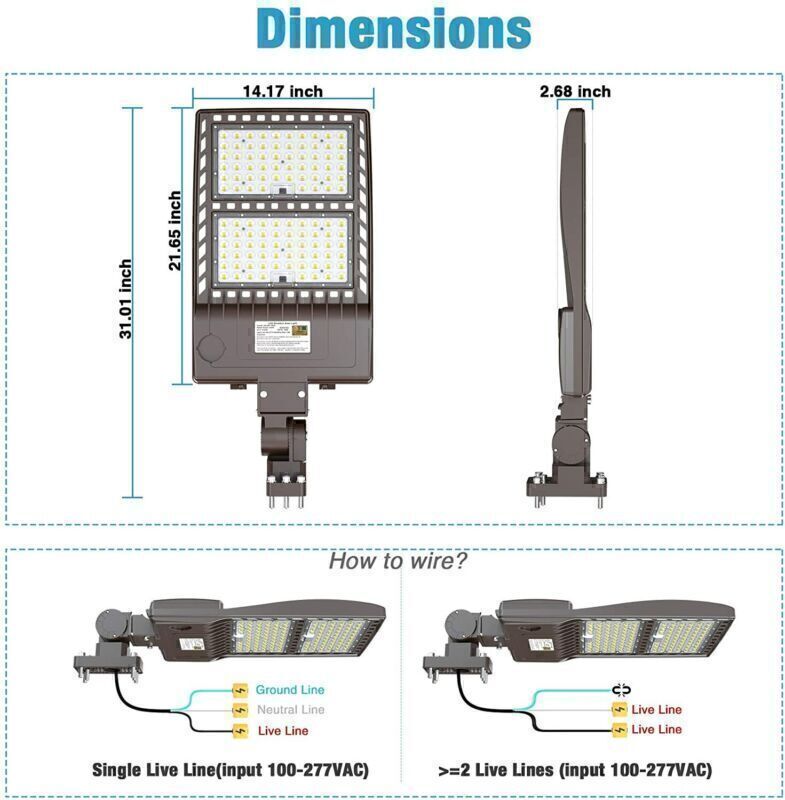 400 Watt LED Shoebox Pole Light Fixture Outdoor Parking Lot Street Area Lighting