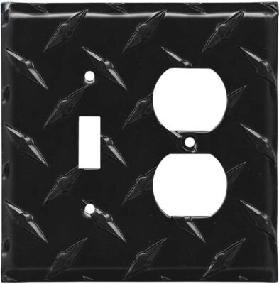 Diamond Plate BLACK Aluminum Wall Switch Plate Outlet Cover Toggle Rocker Garage