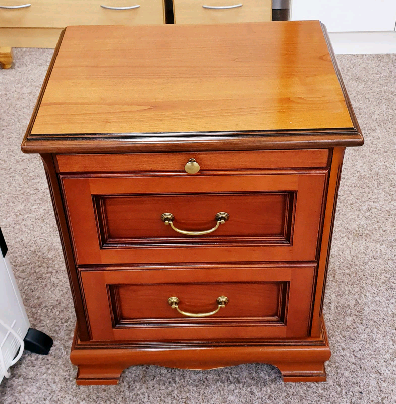 Dark wood 2 drawer bedside table with pull out shelf | in Lincoln
