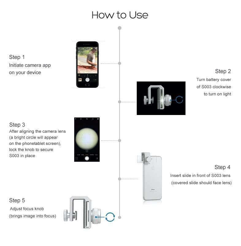 Supereyes Smartphone Compound Microscope Camera Adapter for iPhone