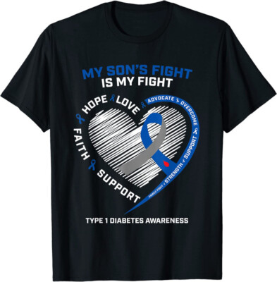 T1D Mom Dad Parents My Son's Fight Type 1 Diabetes Unisex T-Shirt