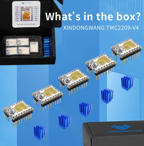 5Pcs TMC2209 V4 Stepper Motor Driver to 256 Subdivision 3D Printer Motherboards