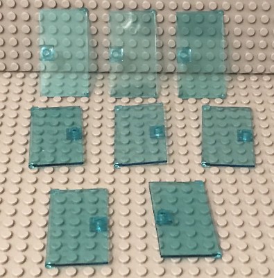 Lego 8 Pieces Trans-light Blue Glass Door 1x4x6 With Stud Handle Part