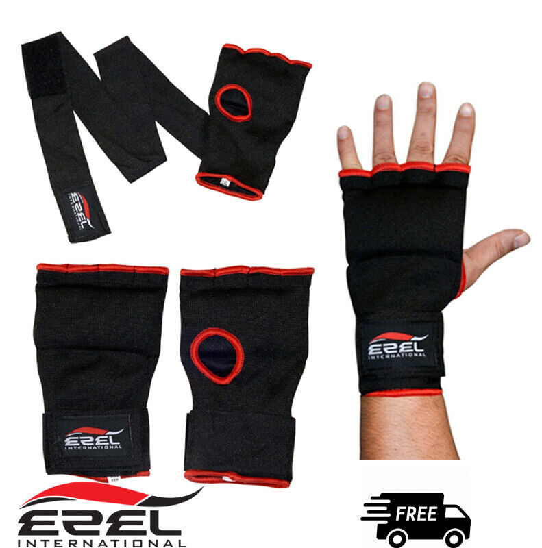 Gel Inner Gloves Padded With Hand Wraps Mma Muay Thai Boxing Fight Pair 