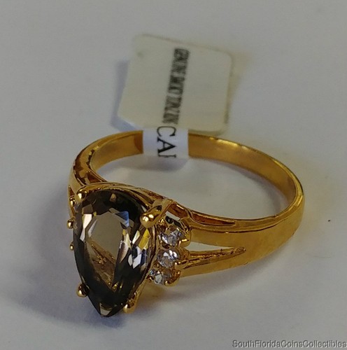 Stunning Costume Jewelry Genuine Smoky Topaz Ladies Ring Size 10