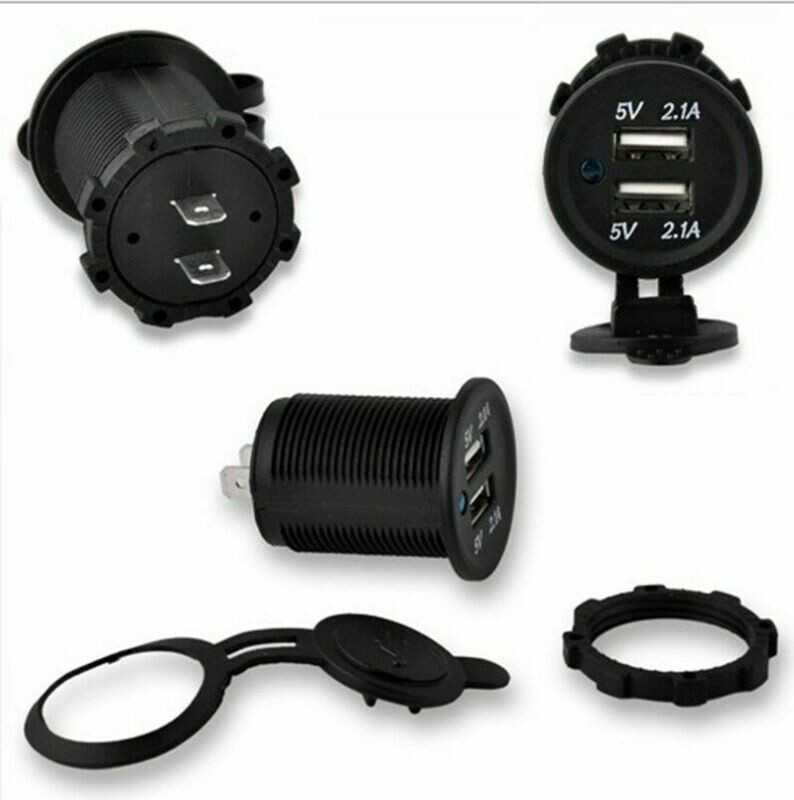 12V Waterproof Car Cigarette Lighter Dual 2.1A USB Power Adapter Charger Plug zt