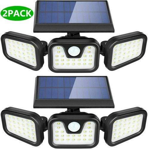 2-Pack Solar Light Outdoor, Security LED Solar Powered Motion Sensor Flood Light