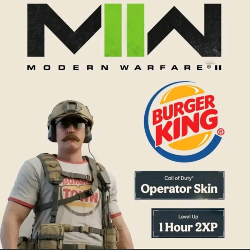 COD MW2 Burger King Town Operator Skin Code 2X XP 2XP Double UK INSTAN