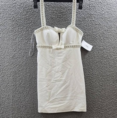 SENI & CADE Embellished Bodycon Mini Dress Juniors' S White Back Zip Closure