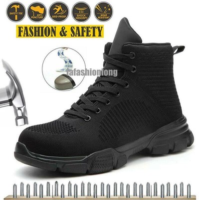 Mens Work Boots Safely Shoes Steel Toe Breathable Running Mesh