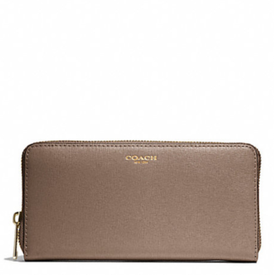 NWT COACH SAFFIANO LEATHER ACCORDION ZIP WALLET LIGHT GOLD