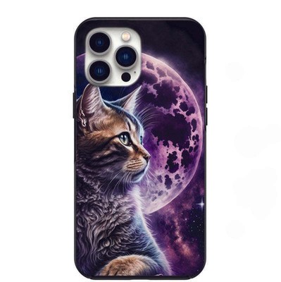 Supernova Cat Moon Gazing Phone Case for iPhone 7 8 X XS XR SE 11 12 13 14 Pro M
