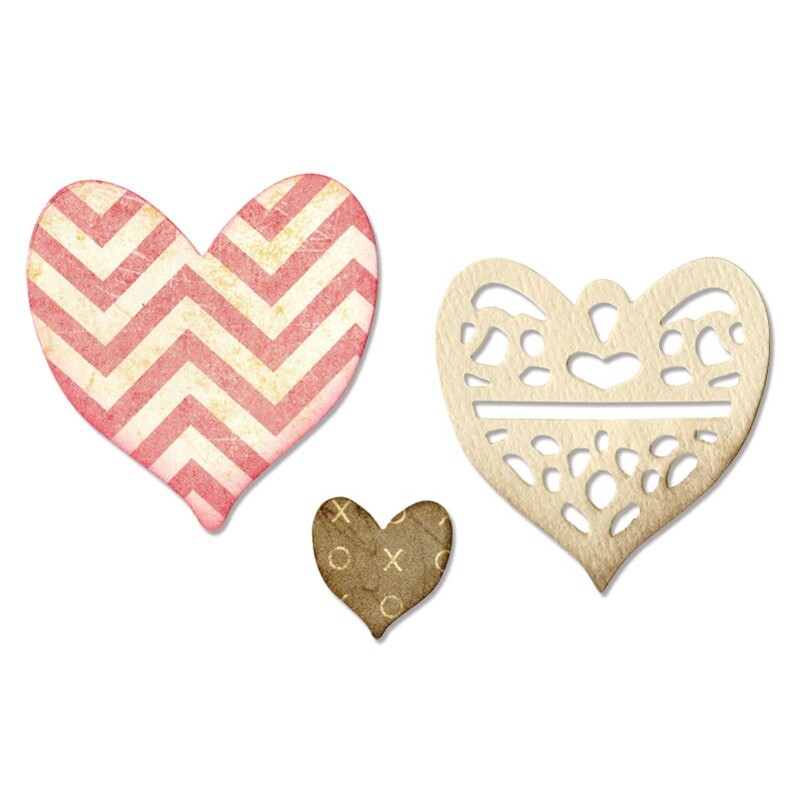 Sizzix Thinlits Stanzer Set 4 Stück - Medallion, Layering Heart by Scrappy Cat