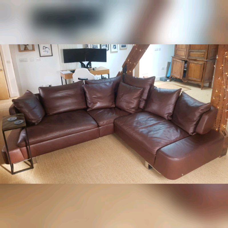 Natuzzi Real Leather Corner Sofa / Couch in Uckfield, East Sussex