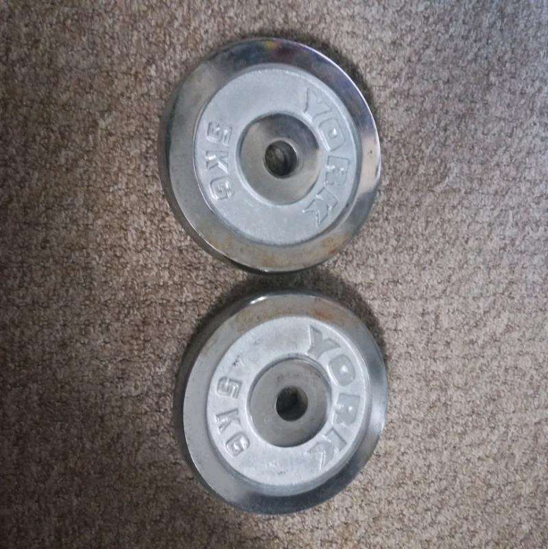 2x 5kg York weight plates (25mm standard) in Hemlington, North