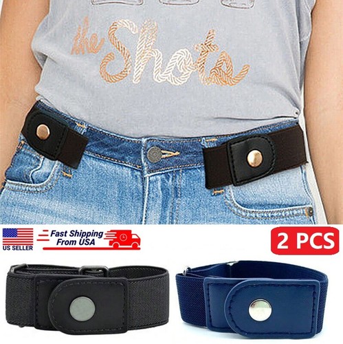 4× No-Buckle Elastic Waist Belt Set Buckle-Free Comfort Stretch Belt Unisex USA
