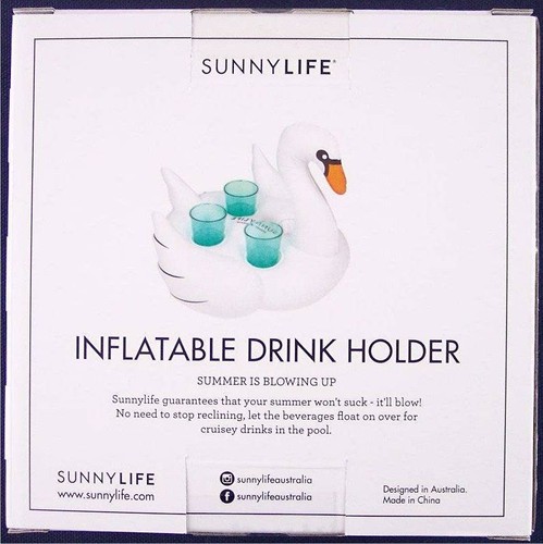 NIB Sealed Sunnylife Inflatable Swan Drink Holder, PopSugar Must Have