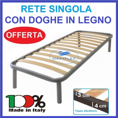 RETE LETTO ORTOPEDICA A DOGHE SINGOLA IN FERRO UNA 1 PIAZZA 80X190 PER MATERASSO