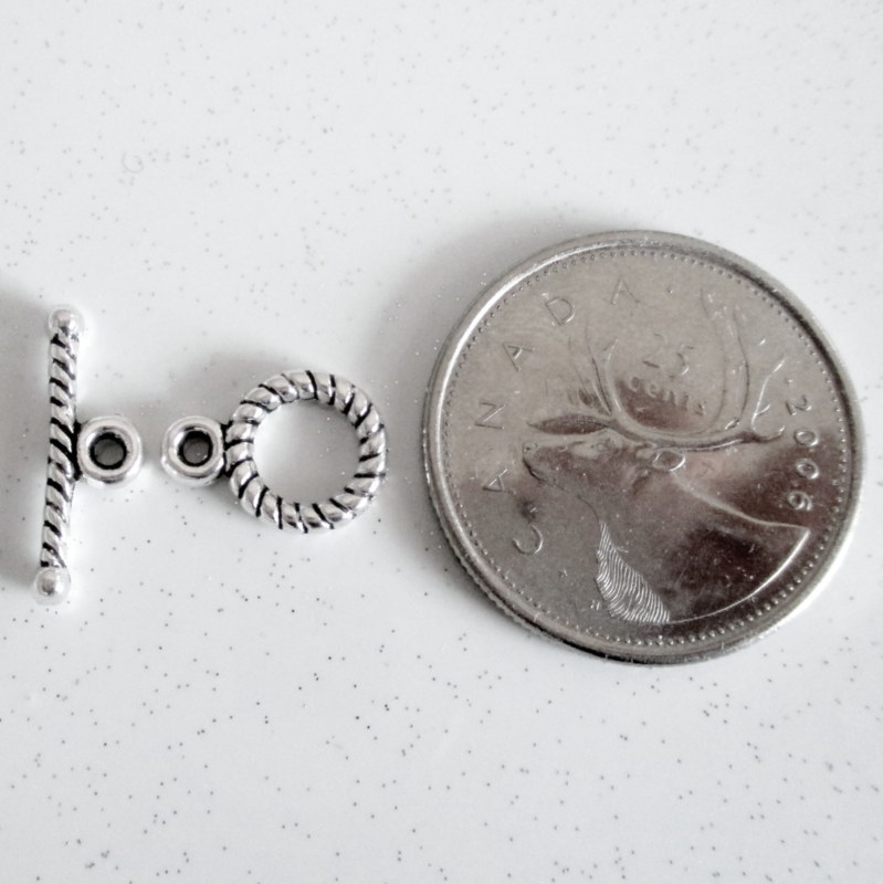 10 Toggle Sets Carved Antique Silver, Jewelry Making Supplies, Toggle Sets G1619