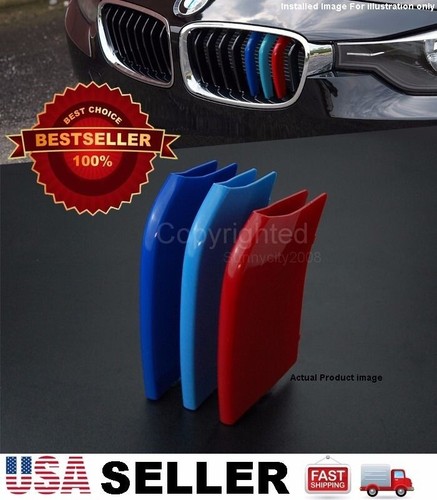 3 Pcs ABS Clip on Overlay Strips Cover For BMW 14-16 X5 X6 Radiator Grill