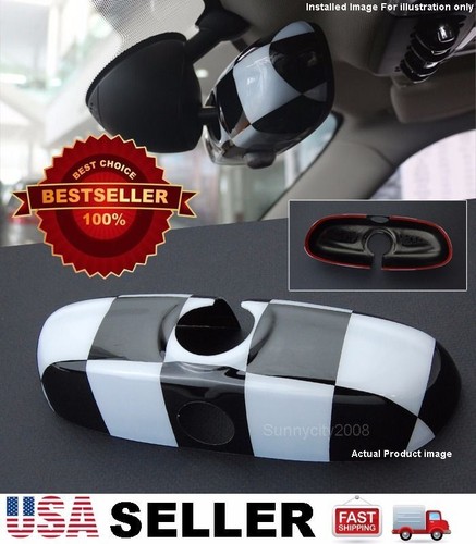Black White Chckered Rear View Mirror Cover For MINI Cooper F55 F56 !!USA!!