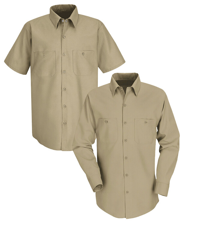 Red Kap Work Shirt Solid Color 2 Pocket Men's Industrial Uniform Long Sleeve