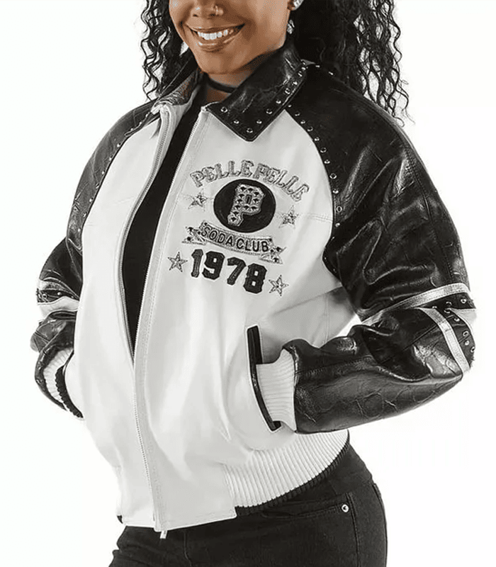 Pre-owned Pelle Pelle Soda Club 1978 Leather Jacket Woman Gift For Her In White