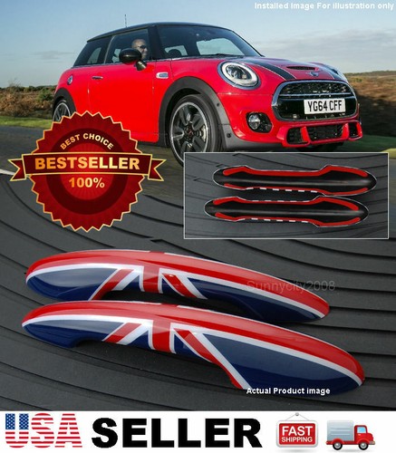 2 Pcs Union Jack UK Flag Exterior Door Handle Covers for 14-19 Mini Cooper F56