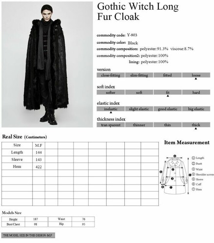 Pre-owned Punk Rave Gothic Long Fur Hooded Sleeveless Thick Cosplay Party Cloak Coat Cape In Black