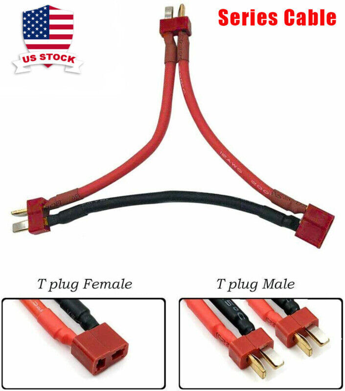 RC Lipo Deans T Plug Extension Series Connector Cable 1 Female to 2 Male Adapter