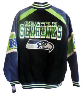 Seattle Seahawks New GIII Carl Banks Suede Leather Team Blue Green Era Jacket XL