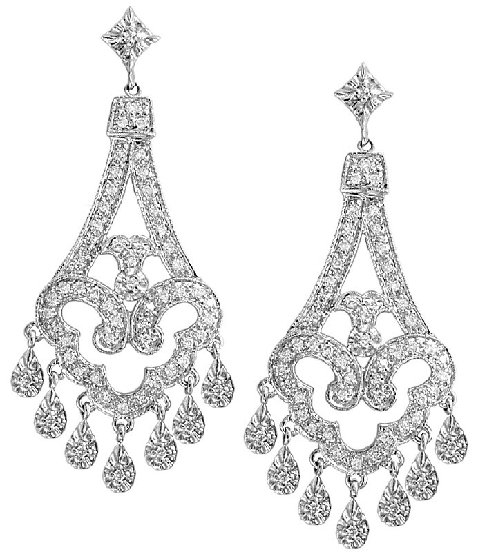 Pre-owned Morris 2'' 1.08 Carat Natural Diamond Chandelier Earrings Si 14k White Gold